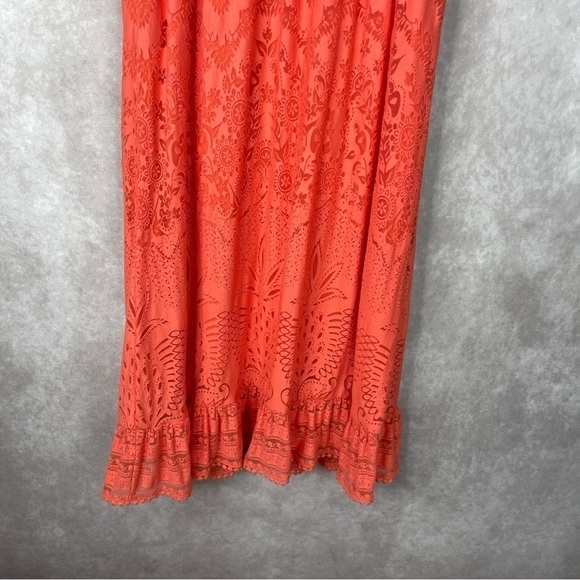 Farm Rio x Anthropologie Devore Coral Orange Lace Maxi Dress Size Small Size XS - Picture 7 of 10